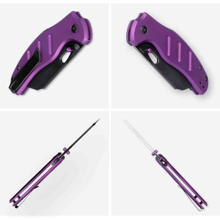 Couteau Kizer Sheepdog C01C Purple Lame Acier 154CM Manche Aluminium Clutch Lock Clip KIV4488AC1 - Livraison Gratuite