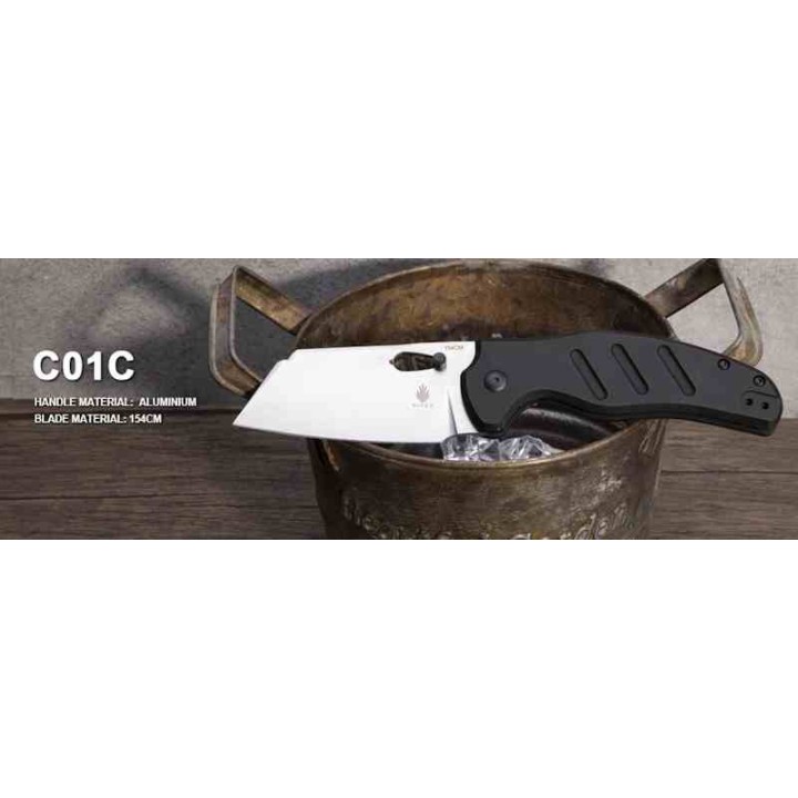 Couteau Kizer Sheepdog C01C Black Lame Acier 154CM Manche Alu IKBS Clutch Lock Clip KIV4488AC2 - Livraison Gratuite