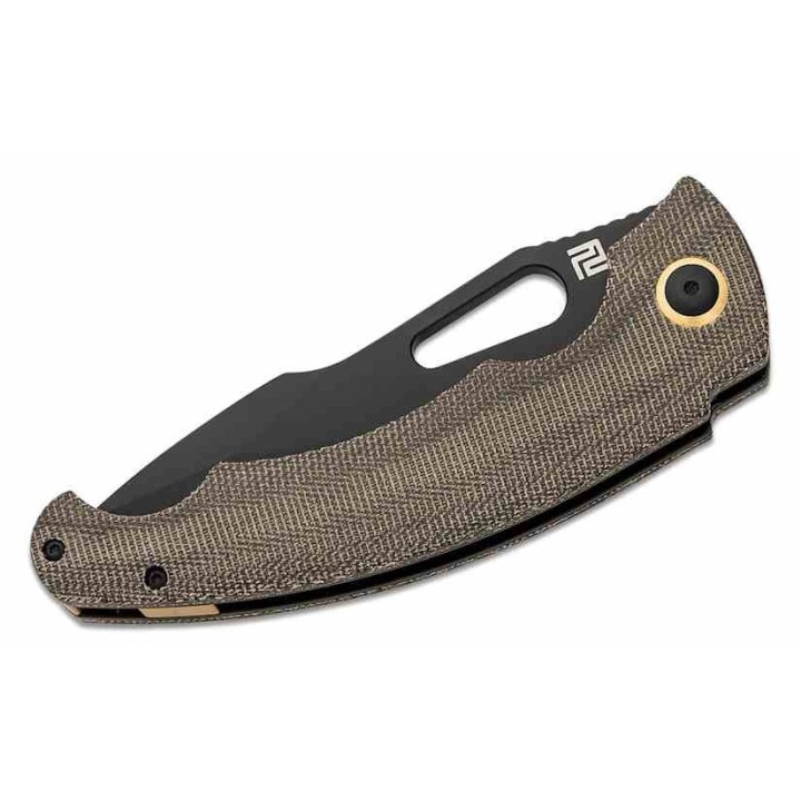 Couteau Artisan Xcellerator OD Green Lame Acier AR-RPM9 Black Manche Micarta IKBS Clip Titane ATZ1860PBODG - Livraison Gratuite