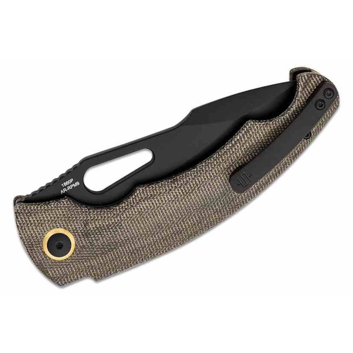 Couteau Artisan Xcellerator OD Green Lame Acier AR-RPM9 Black Manche Micarta IKBS Clip Titane ATZ1860PBODG - Livraison Gratuite
