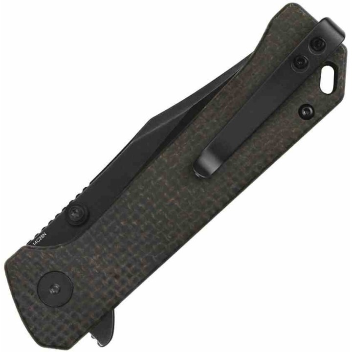 Couteau QSP Knife Grebe Brown Lame Acier 14C28N Manche Micarta IKBS Button Lock Clip QS147A2 - Livraison Gratuite