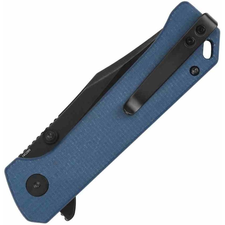 Couteau QSP Knife Grebe Blue Lame Acier 14C28N Manche Micarta IKBS Button Lock Clip QS147B2 - Livraison Gratuite