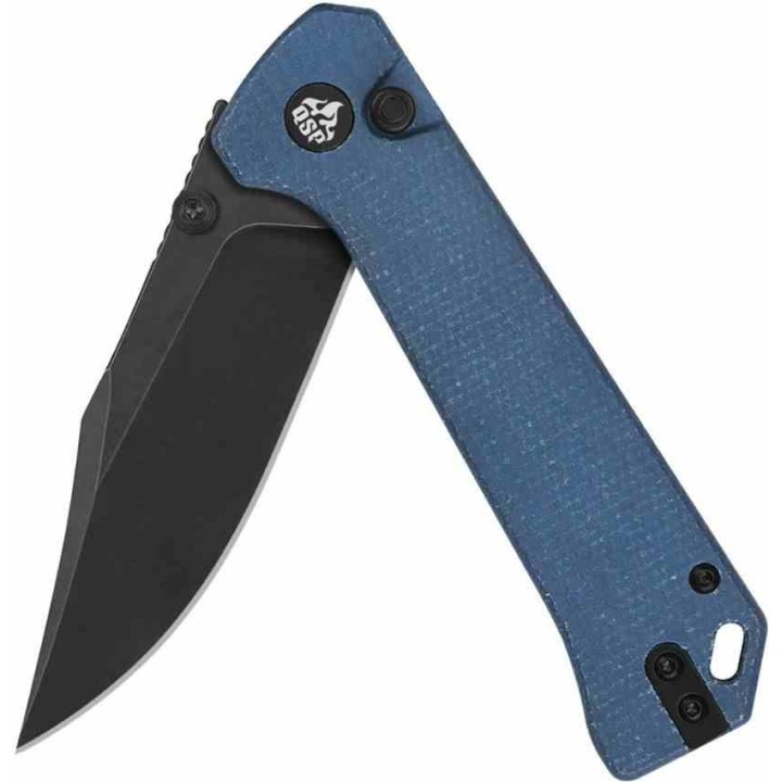 Couteau QSP Knife Grebe Blue Lame Acier 14C28N Manche Micarta IKBS Button Lock Clip QS147B2 - Livraison Gratuite