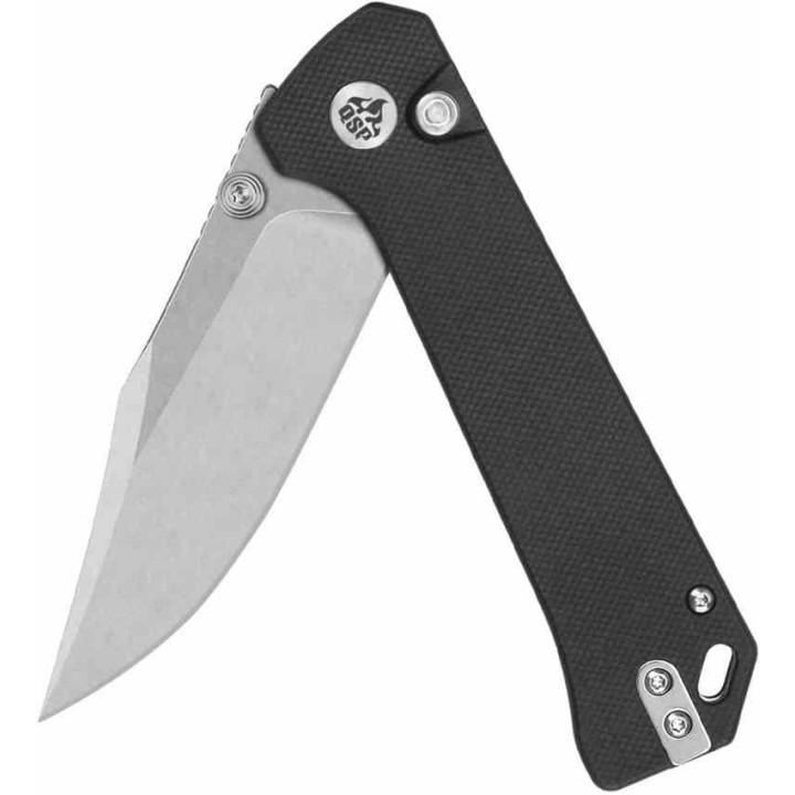Couteau QSP Knife Grebe Black Lame Acier 14C28N Manche G10 IKBS Button Lock Clip QS147C1 - Livraison Gratuite