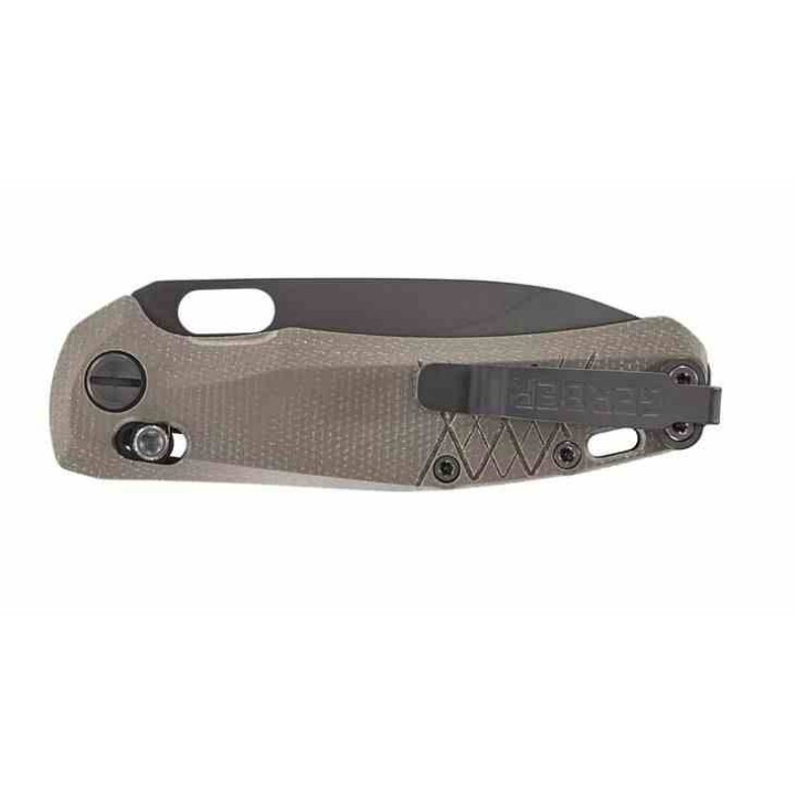 Couteau Gerber Scout Tan Lame Acier 440A Black Drop Point Manche Micarta Crossbar Clip G1064582 - Livraison Gratuite