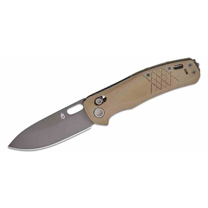 Couteau Gerber Scout Tan Lame Acier 440A Black Drop Point Manche Micarta Crossbar Clip G1064582 - Livraison Gratuite
