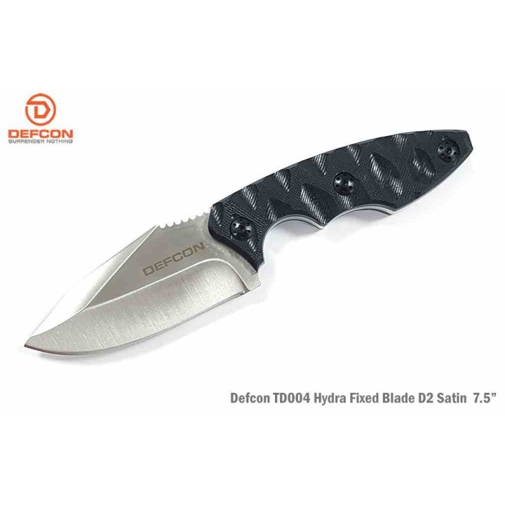 Couteau Bushcraft Survie Defcon Hydra Lame Acier D2 Manche G10 Etui Kydex TD004 - Livraison Gratuite