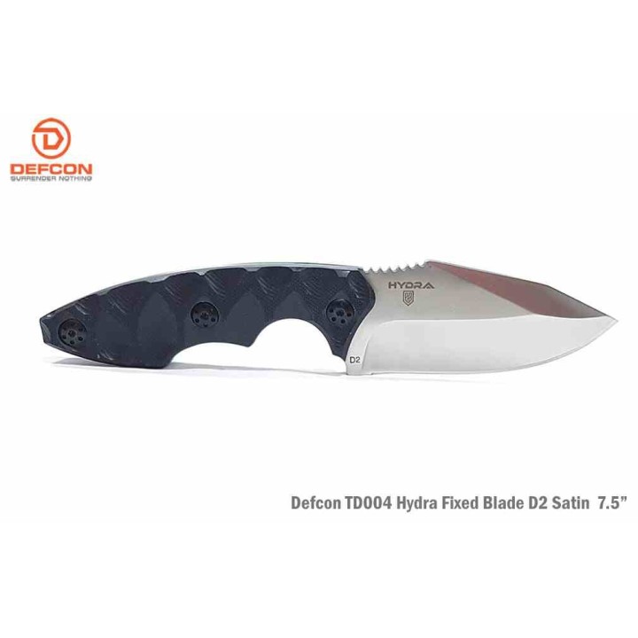 Couteau Bushcraft Survie Defcon Hydra Lame Acier D2 Manche G10 Etui Kydex TD004 - Livraison Gratuite