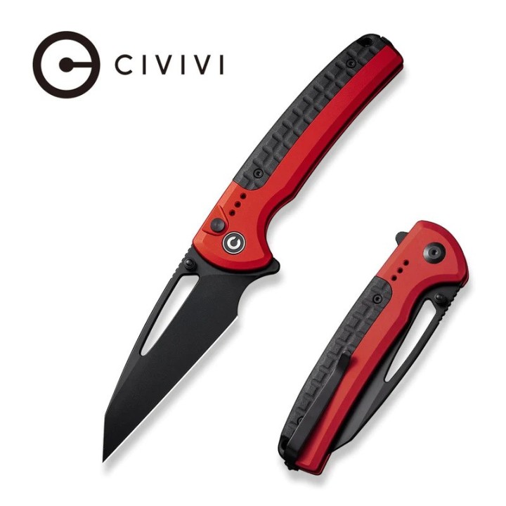 Couteau CIVIVI Sentinel Red/Black Manche Alu Lame Acier K110 Black Reverse Tanto IKBS Clip CIVC22025B1 - Livraison Gratuite