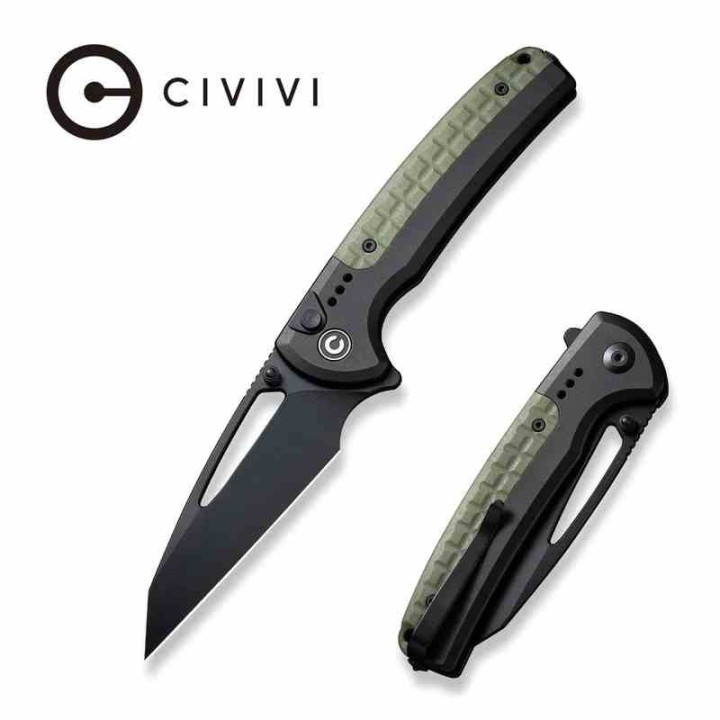 Couteau CIVIVI Sentinel Od Green/Black Manche Alu Lame Acier K110 Black Button Lock CIVC22025B3 - Livraison Gratuite