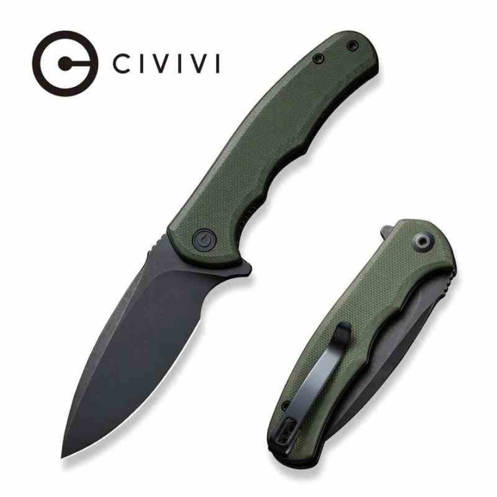 Couteau Civivi Mini Praxis Green Lame Acier D2 Manche G10 IKBS Linerlock Clip CIVC18026C1 - Livraison Gratuite
