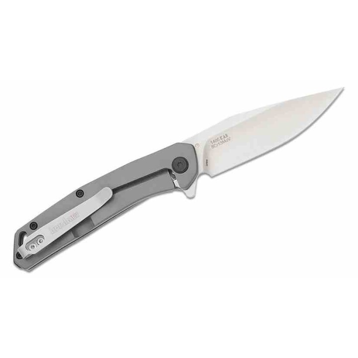 Couteau Kershaw Align A/O Lame Clip Point Acier 8Cr13MoV Manche Acier Gray Frame Lock Clip KS1405 - Livraison Gratuite