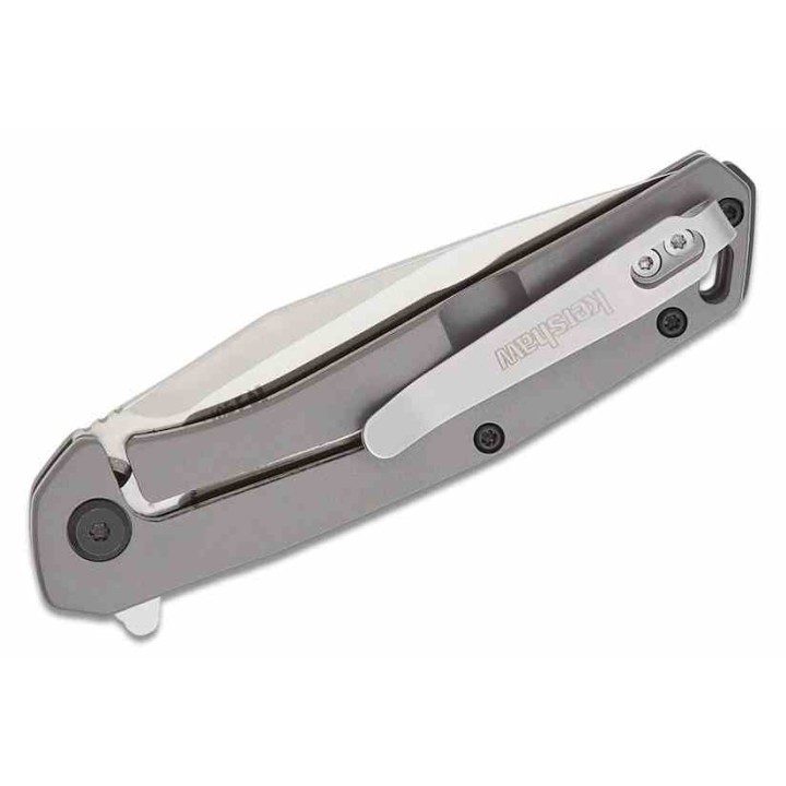 Couteau Kershaw Align A/O Lame Clip Point Acier 8Cr13MoV Manche Acier Gray Frame Lock Clip KS1405 - Livraison Gratuite