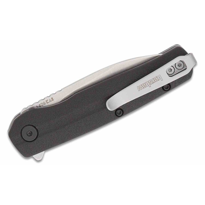 Couteau Kershaw Korra A/O Lame Drop Point Acier 5Cr15MoV Manche GFN LinerLock Clip KS1409 - Livraison Gratuite