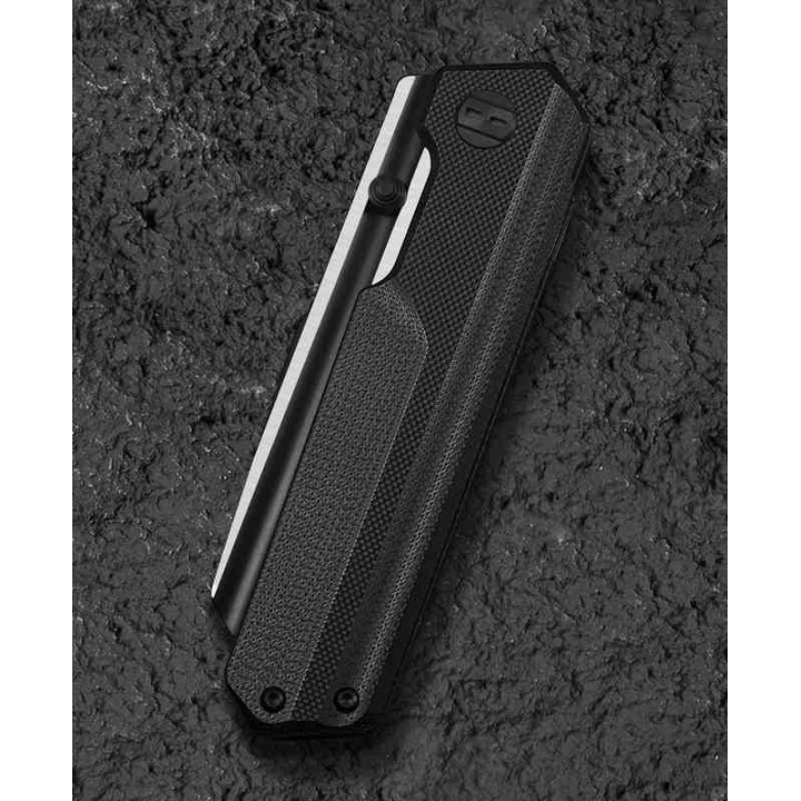 Couteau Bestech Tardis Black Manche G10 Lame Acier D2 Black/Satin IKBS Linerlock Clip BTKG54A - Livraison Gratuite