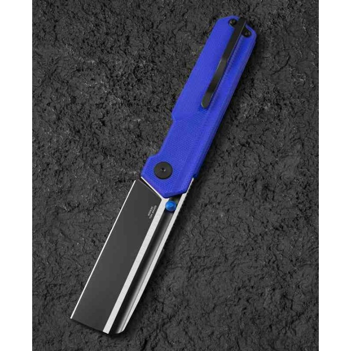 Couteau Bestech Tardis Blue Manche G10 Lame Acier D2 Black/Satin IKBS Linerlock Clip BTKG54G - Livraison Gratuite