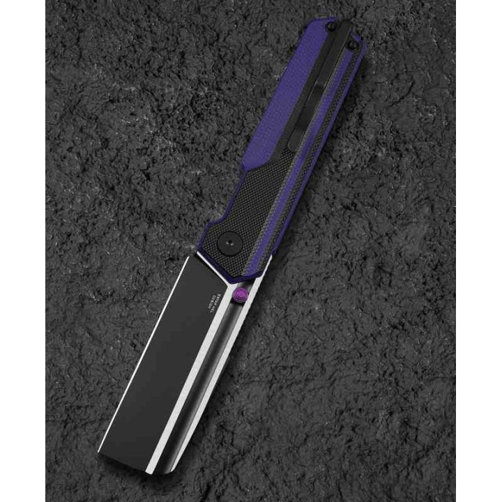Couteau Bestech Tardis Black/Purple Manche G10 Lame Acier D2 Black/Satin IKBS Linerlock Clip BTKG54D - Livraison Gratuite