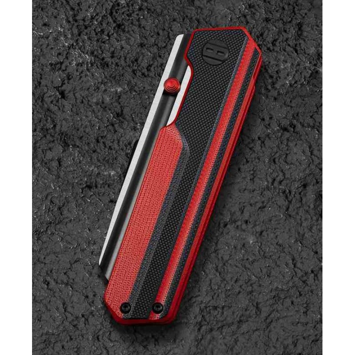 Couteau Bestech Tardis Black/Red Manche G10 Lame Acier D2 Black/Satin IKBS Linerlock Clip BTKG54E - Livraison Gratuite