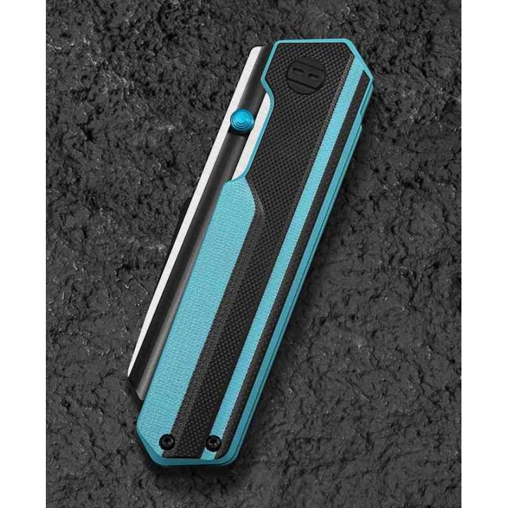 Couteau Bestech Tardis Black/Blue Manche G10 Lame Acier D2 Black/Satin IKBS Linerlock Clip BTKG54F - Livraison Gratuite