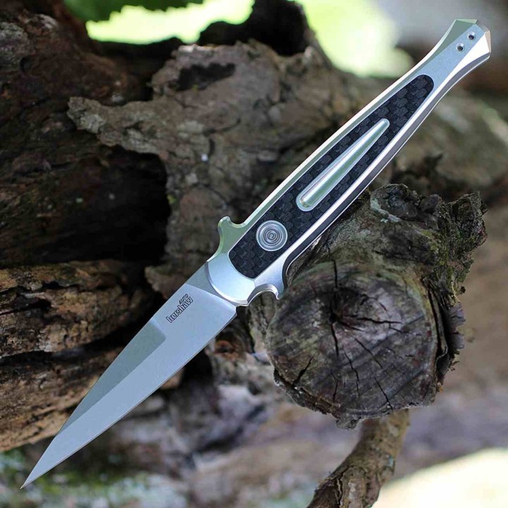 Couteau Automatique Kershaw Launch 8 Lame Acier CPM 154 Manche Raw Alum/Fibre Carbone Made USA KS7150RAW - Livraison Gratuite