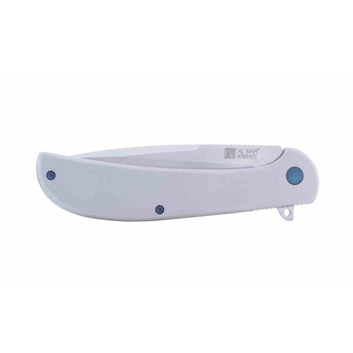 Couteau Al Mar Ultra Thin 4" Lame Acier D2 Satin Talon Manche Acier Frame Lock Clip AMK4119 - Livraison Gratuite