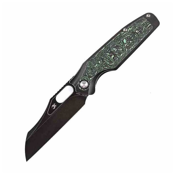 Couteau Kansept Tuckamore Green Manche Titane Fibre Carbone Lame Acier CPM-20CV Framelock Clip K1052A3 - Livraison Gratuite