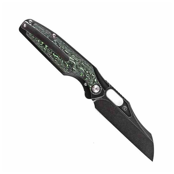 Couteau Kansept Tuckamore Green Manche Titane Fibre Carbone Lame Acier CPM-20CV Framelock Clip K1052A3 - Livraison Gratuite