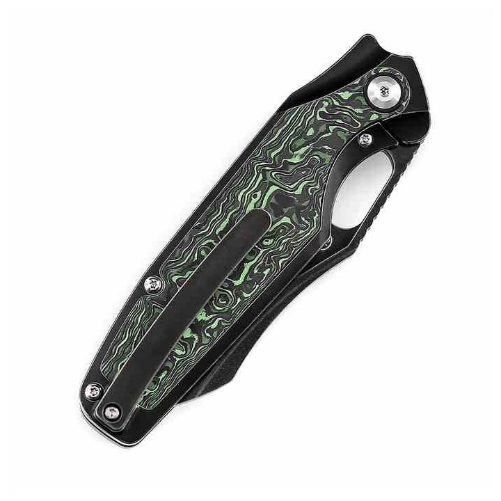 Couteau Kansept Tuckamore Green Manche Titane Fibre Carbone Lame Acier CPM-20CV Framelock Clip K1052A3 - Livraison Gratuite