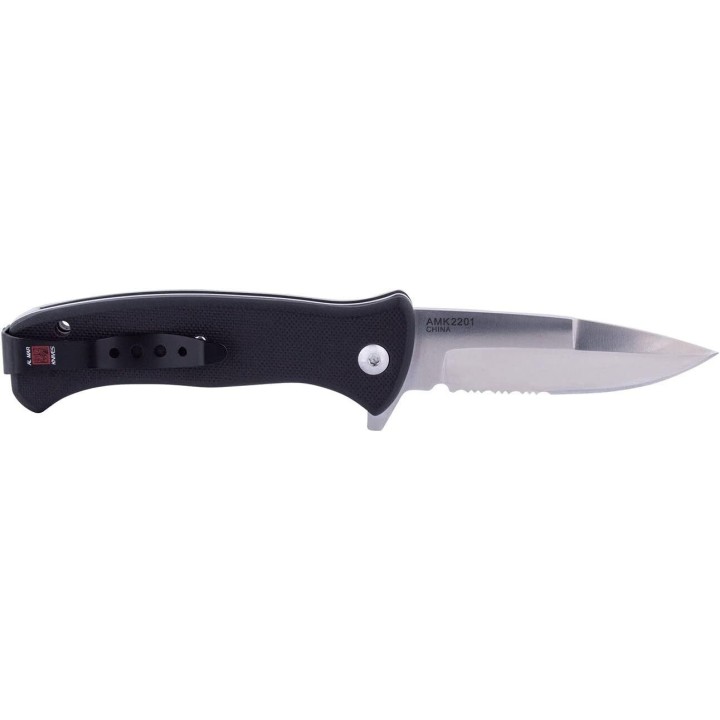 Couteau Al Mar Mini SERE 2020 A/O Lame Talon Combo Edge Acier D2 Satin Manche G10 Liner Lock Clip AMK2201 - Livraison Gratuite