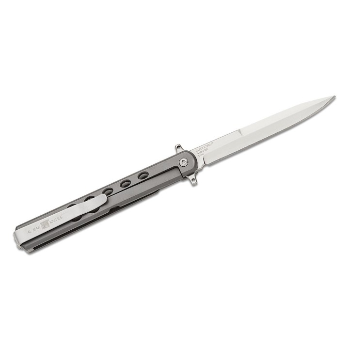 Couteau Al Mar Quicksteel Ultralight D2 Satin Talon Spear Point Stainless Handles Framelock Clip AMK4050 - Livraison Gratuite