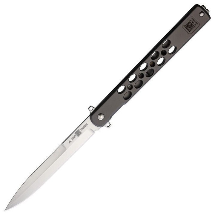 Couteau Al Mar Quicksteel Ultralight D2 Satin Talon Spear Point Stainless Handles Framelock Clip AMK4050 - Livraison Gratuite