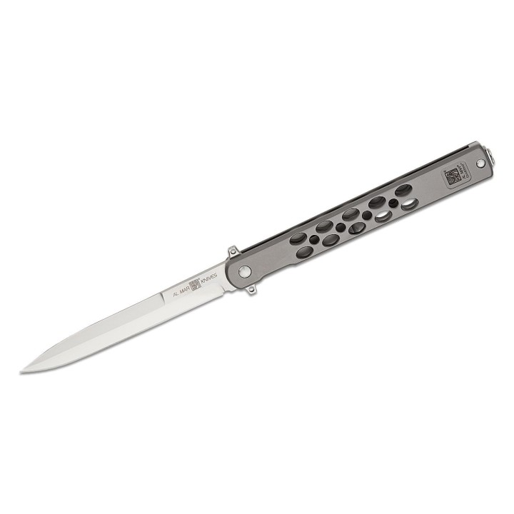 Couteau Al Mar Quicksteel Ultralight Lame Acier D2 Satin Talon Manche Acier Framelock Clip AMK4051 - Livraison Gratuite