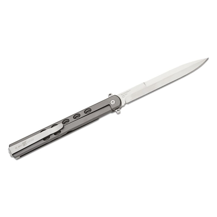 Couteau Al Mar Quicksteel Ultralight Lame Acier D2 Satin Talon Manche Acier Framelock Clip AMK4051 - Livraison Gratuite