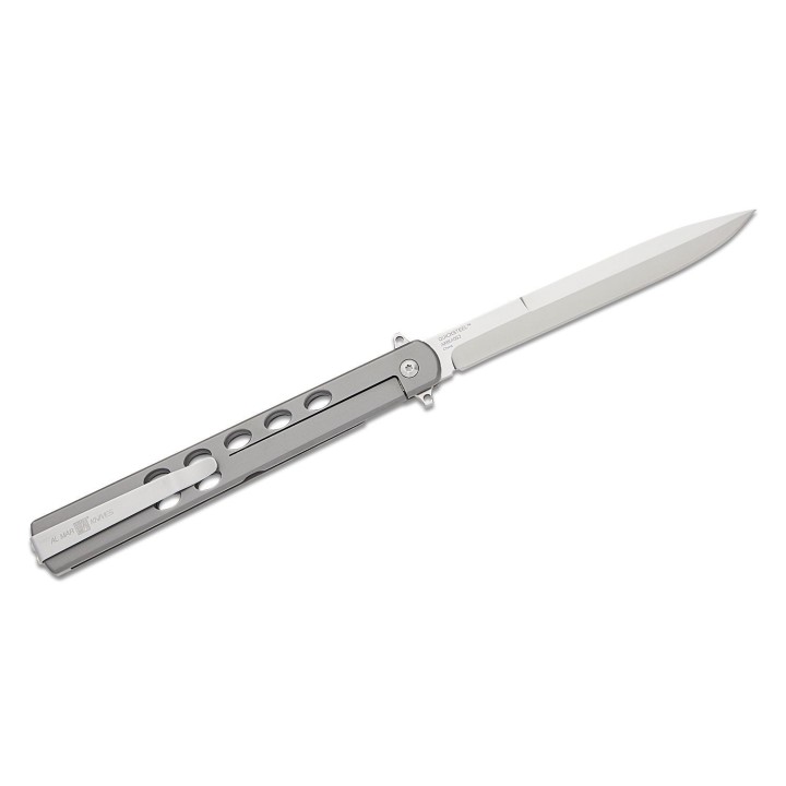 Couteau Al Mar Quicksteel Ultralight Lame Acier D2 Satin Talon Manche Acier Framelock Clip AMK4052 - Livraison Gratuite