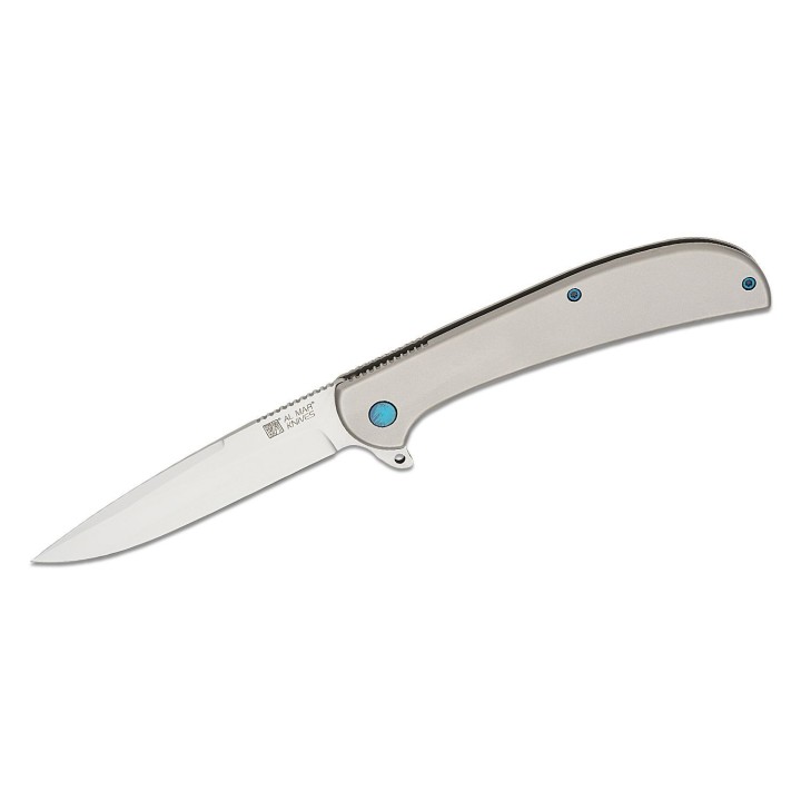 Couteau Al Mar Ultra Thin 2.7" Lame Acier D2 Satin Talon Manche Acier Frame Lock Clip AMK4117 - Livraison Gratuite