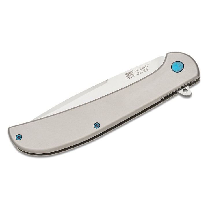 Couteau Al Mar Ultra Thin 2.7" Lame Acier D2 Satin Talon Manche Acier Frame Lock Clip AMK4117 - Livraison Gratuite