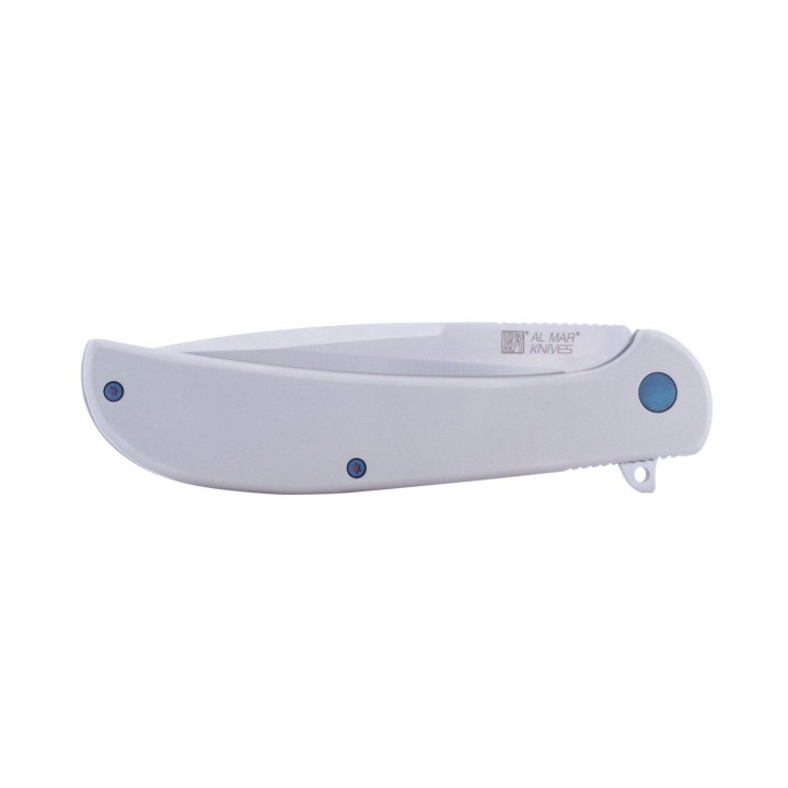 Couteau Al Mar Ultra Thin 2.7" Lame Acier D2 Satin Talon Manche Acier Frame Lock Clip AMK4117 - Livraison Gratuite