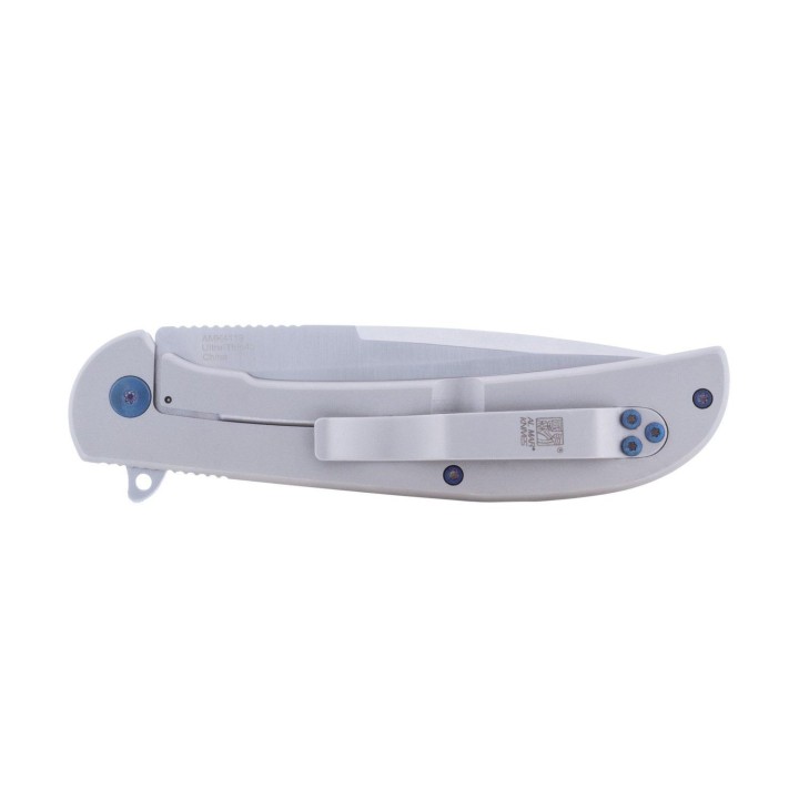Couteau Al Mar Ultra Thin 2.7" Lame Acier D2 Satin Talon Manche Acier Frame Lock Clip AMK4117 - Livraison Gratuite