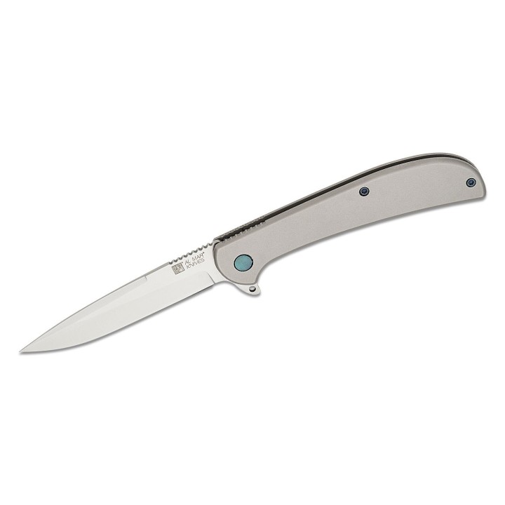 Couteau Al Mar Ultra Thin 3.1" Lame Acier D2 Satin Talon Manche Acier Frame Lock Clip AMK4118 - Livraison Gratuite
