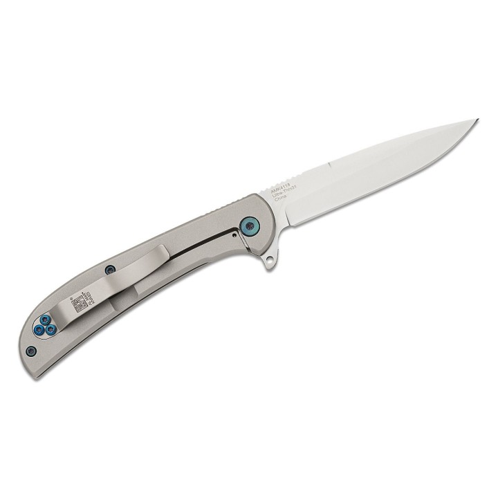Couteau Al Mar Ultra Thin 3.1" Lame Acier D2 Satin Talon Manche Acier Frame Lock Clip AMK4118 - Livraison Gratuite