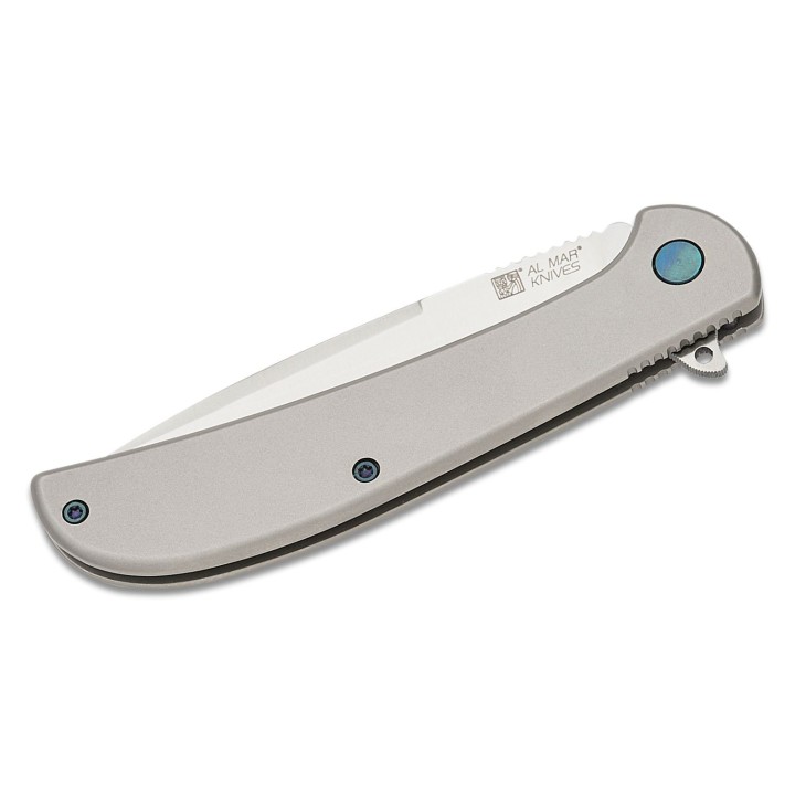 Couteau Al Mar Ultra Thin 3.1" Lame Acier D2 Satin Talon Manche Acier Frame Lock Clip AMK4118 - Livraison Gratuite