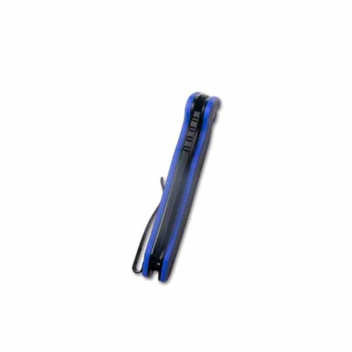 Couteau Kubey Creon Blk/Blue Button Lock Lame Acier AUS-10 Manche G10 IKBS Clip KUB336D - Livraison Gratuite