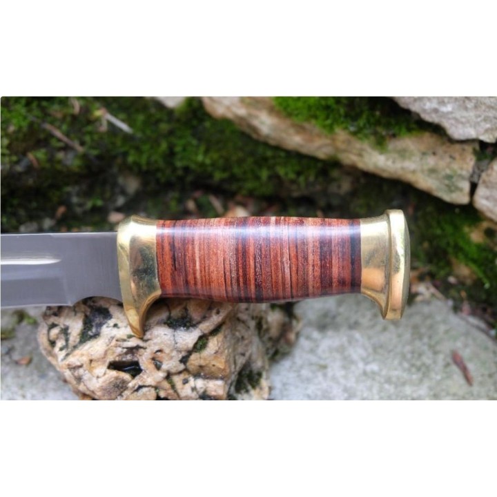 Couteau Bowie Crocodile Dundee Lame Acier Carbone 1055 Manche Cuir Etui Cuir Fabric Artisanale CroZon - Livraison Gratuite