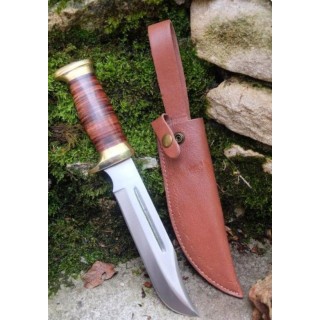 Couteau Bowie Crocodile Dundee Lame Acier Carbone 1055 Manche Cuir Etui Cuir Fabric Artisanale CroZon - Livraison Gratuite