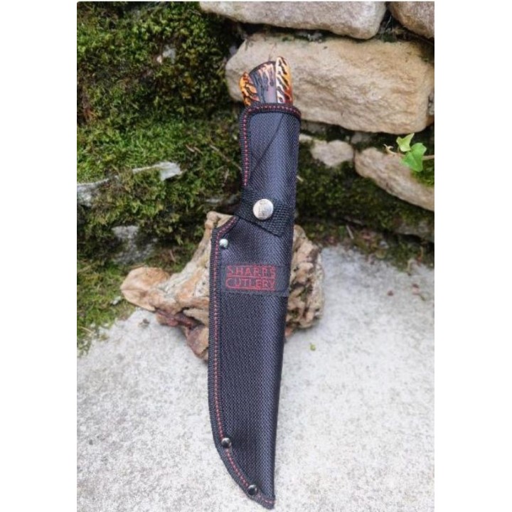 Couteau Poignard de Chasse Frost Cutlery Sharps Lame Acier 3Cr13 Manche Cerfé ABS Etui Nylon FSHP116 - Livraison Gratuite