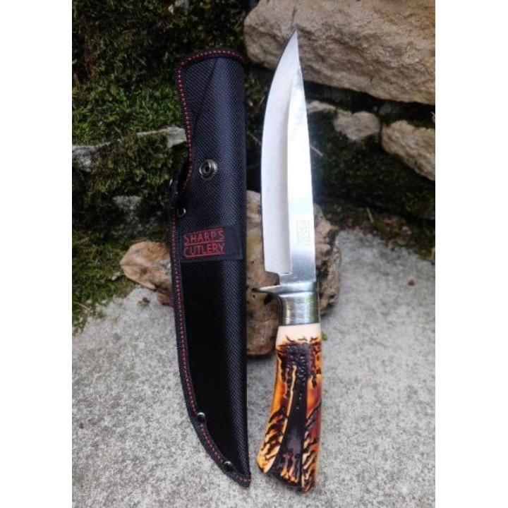 Couteau Poignard de Chasse Frost Cutlery Sharps Lame Acier 3Cr13 Manche Cerfé ABS Etui Nylon FSHP116 - Livraison Gratuite
