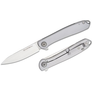 Couteau Karbon Tidbit Satin Lame Acier N690 Manche Acier Framelock IKBS Clip KARB105 - Livraison Gratuite