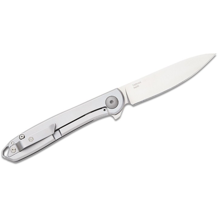 Couteau Karbon Tidbit Satin Lame Acier N690 Manche Acier Framelock IKBS Clip KARB105 - Livraison Gratuite