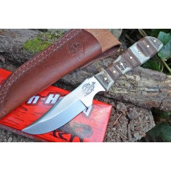 Couteau de Chasse Fox-N-Hound Hunter Acier Carbone/Inox Manche Bois & Bois de Cerf FH621 - Livraison Gratuite