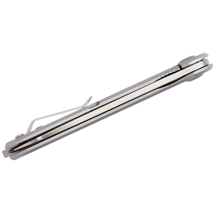 Couteau Karbon Tidbit Satin Lame Acier N690 Manche Acier Framelock IKBS Clip KARB105 - Livraison Gratuite